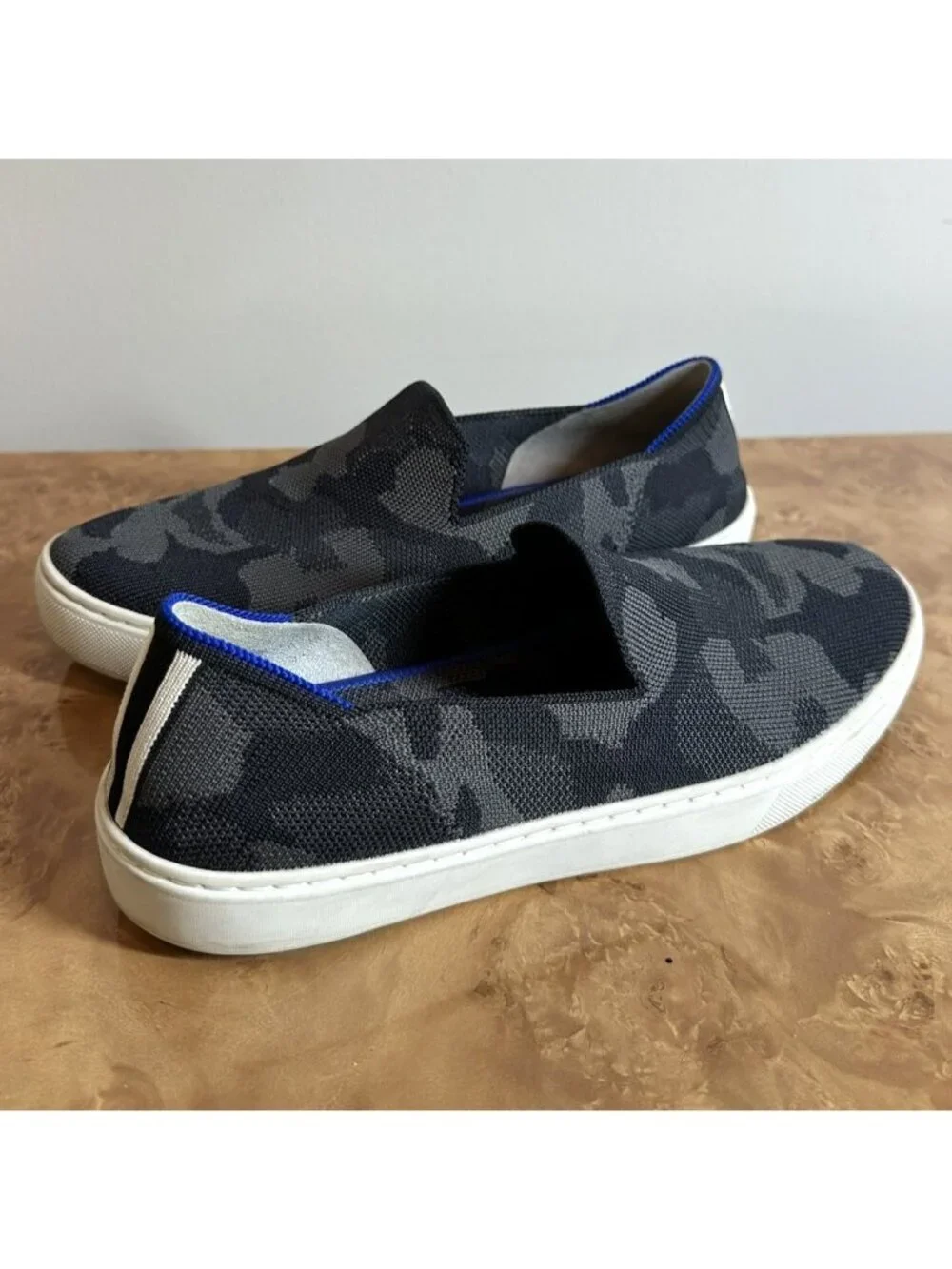 Rothy's The Original Slip-On Sneaker Grey Camo Knit Washable Sneakers Size 8